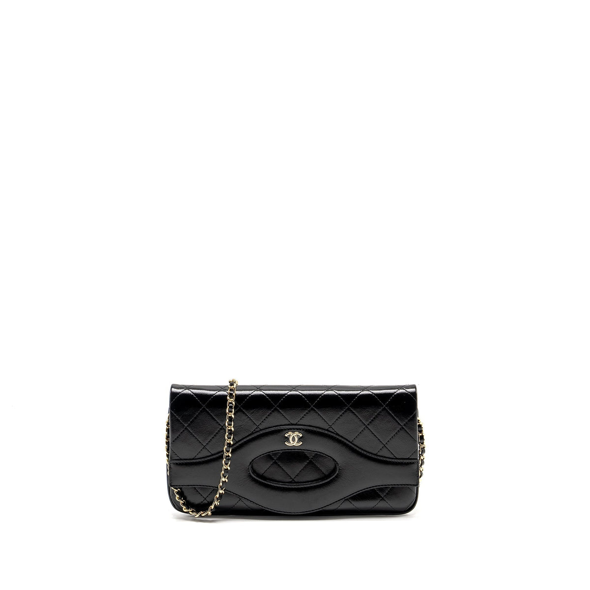 CHANEL 31 WALLET ON CHAIN SHINY CALFSKIN BLACK LGHW (MICROCHIP)
