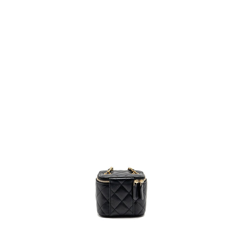 CHANEL PEARL CRUSH MINI VANITY WITH CHAIN LAMBSKIN BLACK GHW