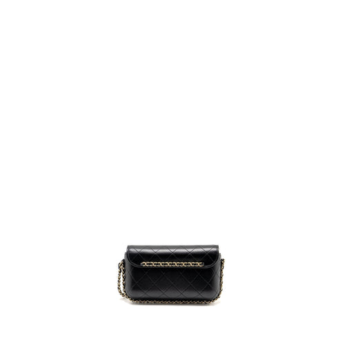 CHANEL 22A PHONE CASE/MINI WALLET ON CHAIN LAMBSKIN BLACK LGHW (MICROCHIP)