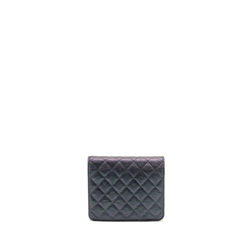 CHANEL QUILTED SQUARE WALLET WITH CHAIN CAVIAR IRIDESCENT BLACK LGHW