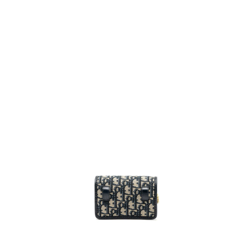 DIOR 30 MONTAIGNE POUCH WITH CHAIN CANVAS BLUE OBLIQUE GHW