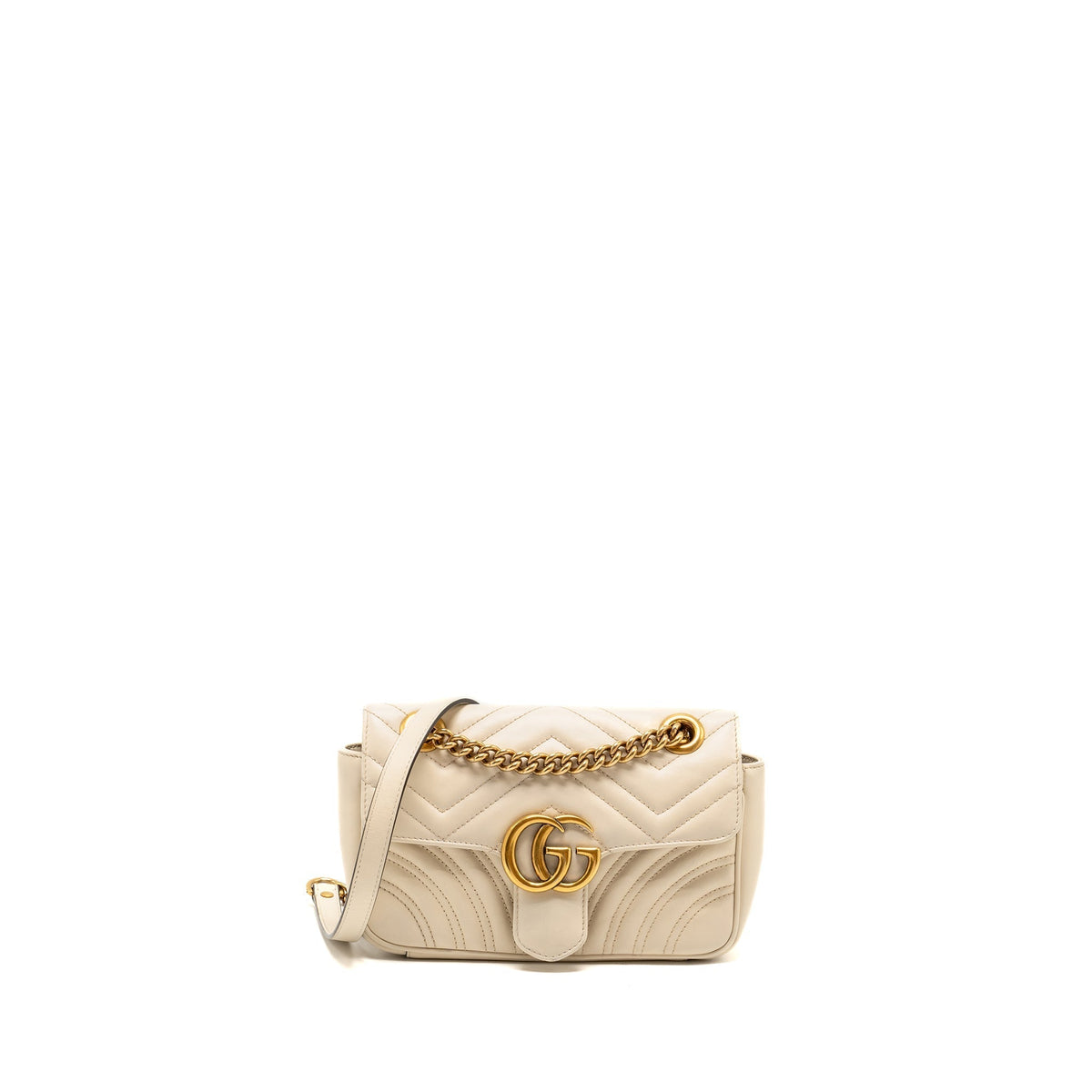 GUCCI MINI GG MARMONT SHOULDER BAG CALFSKIN WHITE GHW