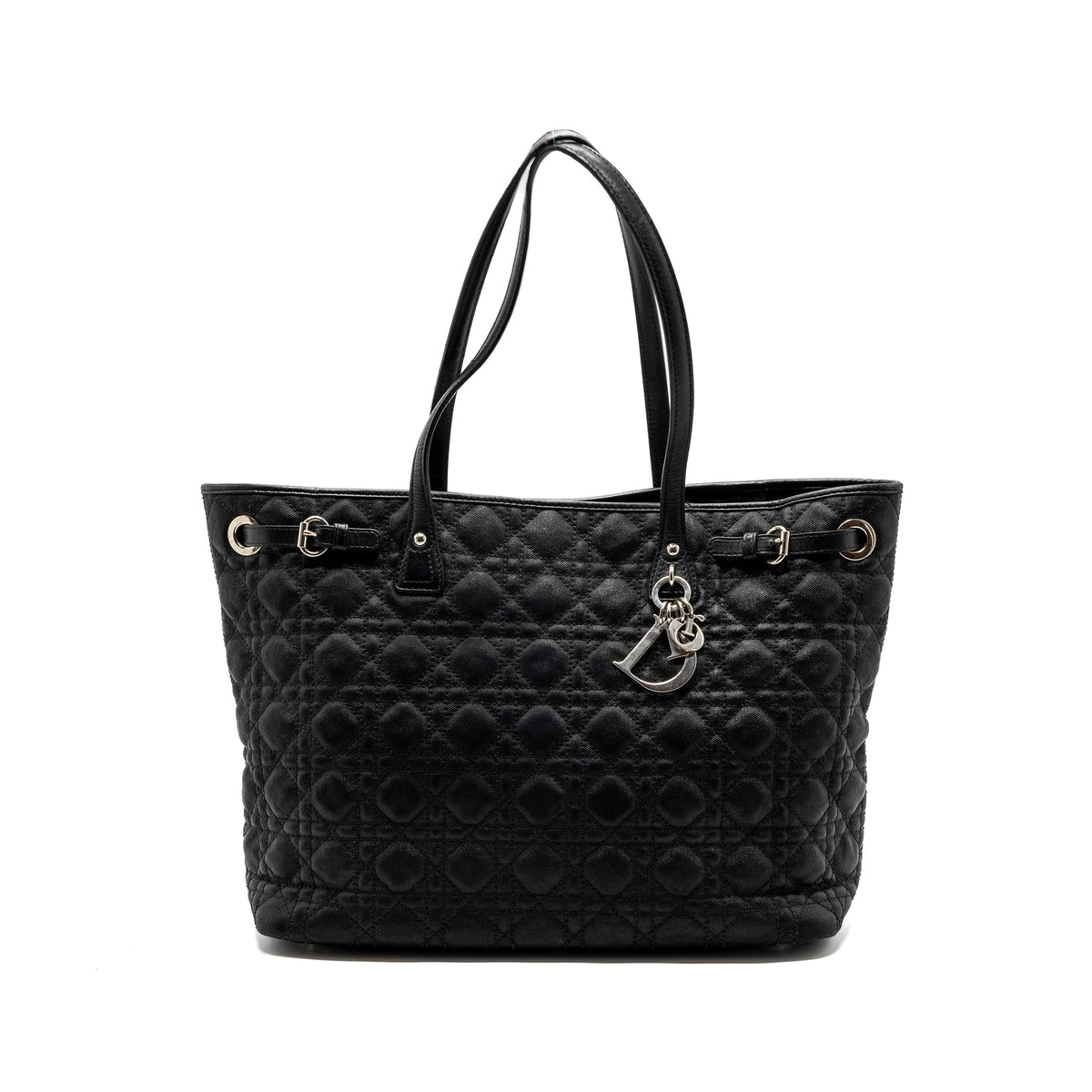 DIOR SHOPPING TOTE BAG FABRIC/LEATHER BLACK SHW