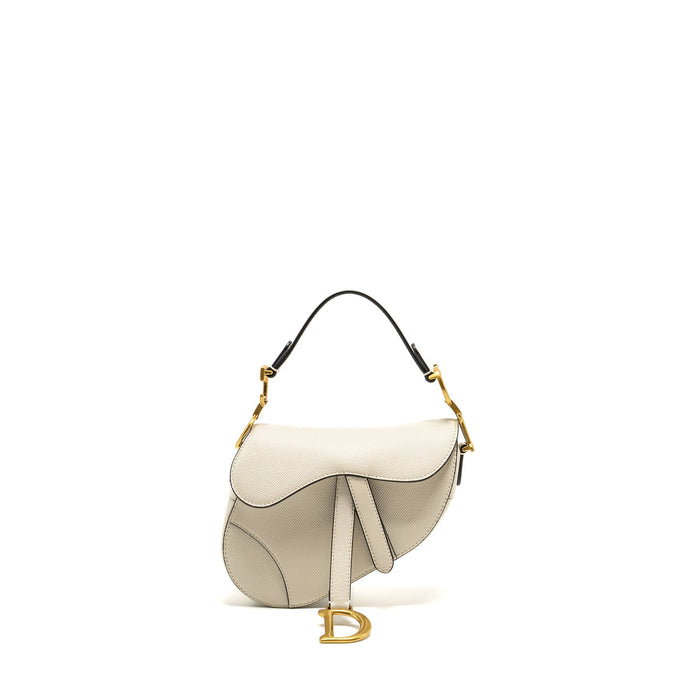 DIOR MINI SADDLE BAG CALFSKIN WHITE GHW