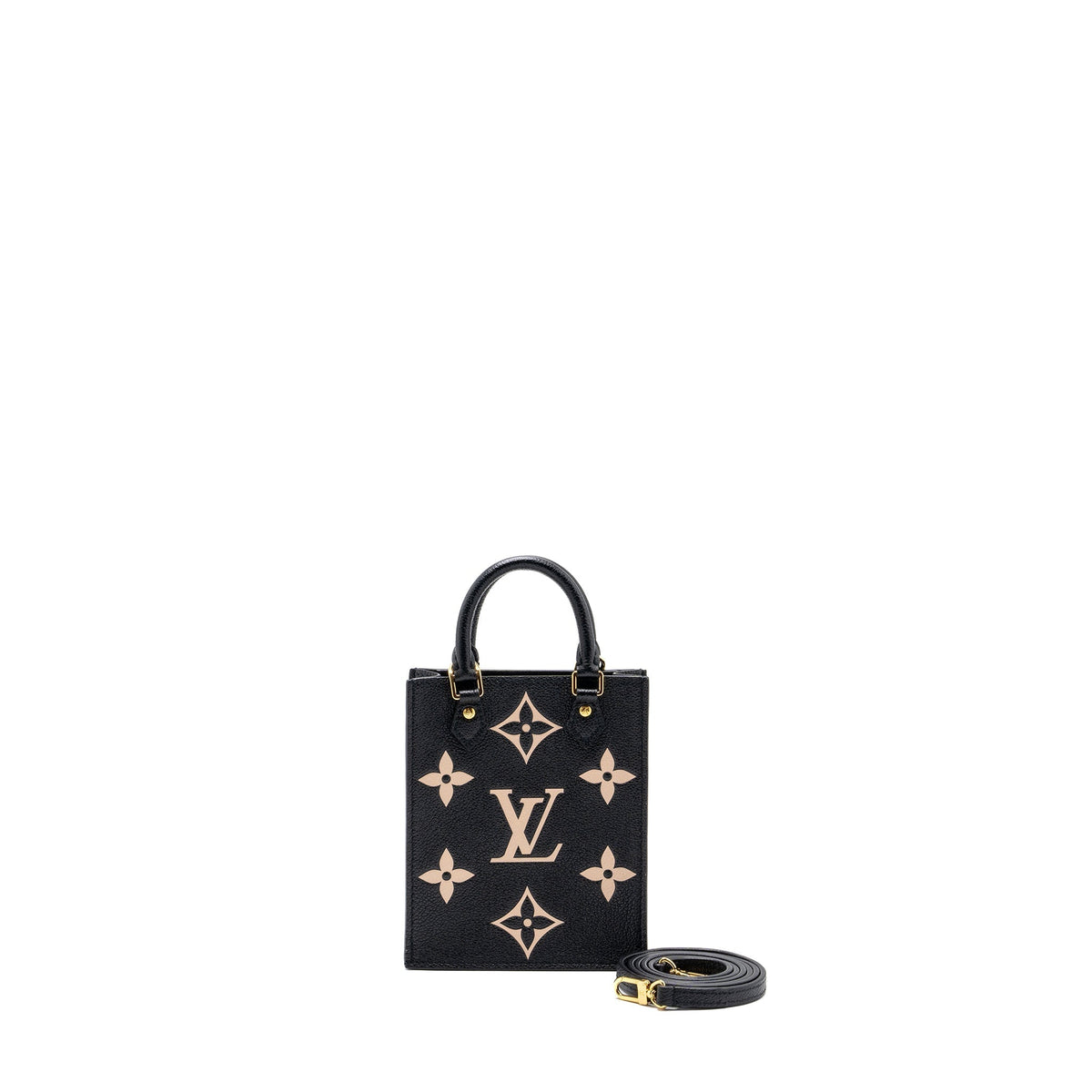 LOUIS VUITTON PETIT SAC PLAT MONOGRAM EMPREINTE BLACK/ BEIGE GHW (NEW VERSION)