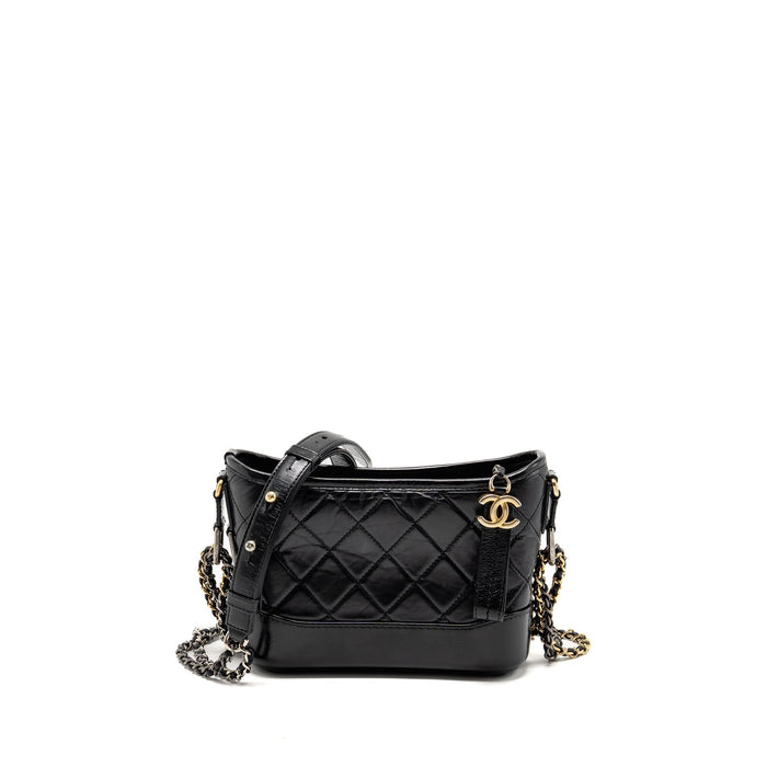CHANEL SMALL GABRIELLE HOBO BAG CALFSKIN BLACK MULTICOLOR HARDWARE