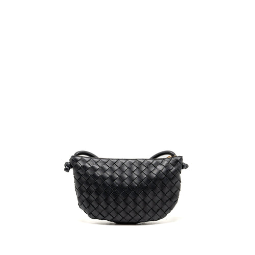 BOTTEGA VENETA MINI TURN POUCH LAMBSKIN BLACK GHW
