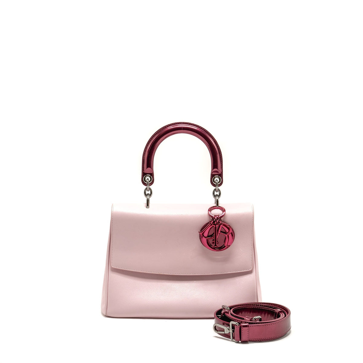 DIOR MEDIUM BE DIOR FLAP BAG CALFSKIN/METALLIC PATENT PINK SHW