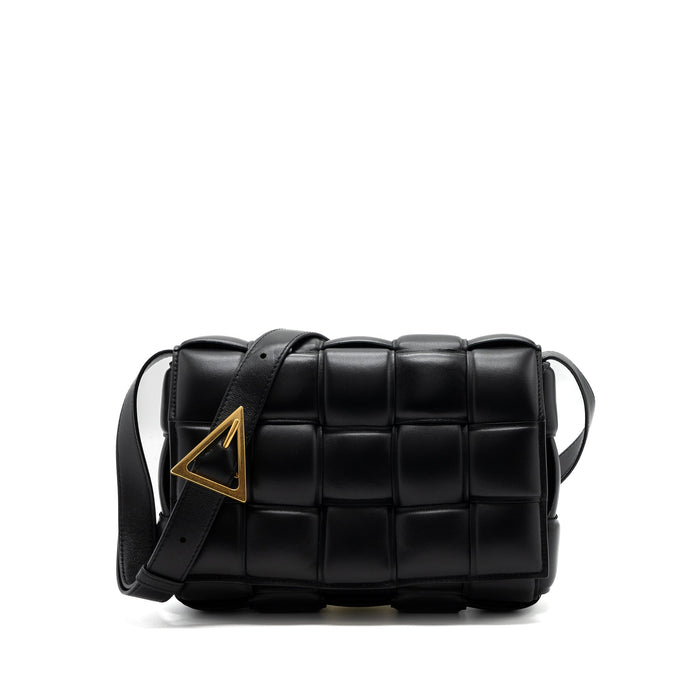 BOTTEGA VENETA PADDED CASSETTE LAMBSKIN BLACK GHW