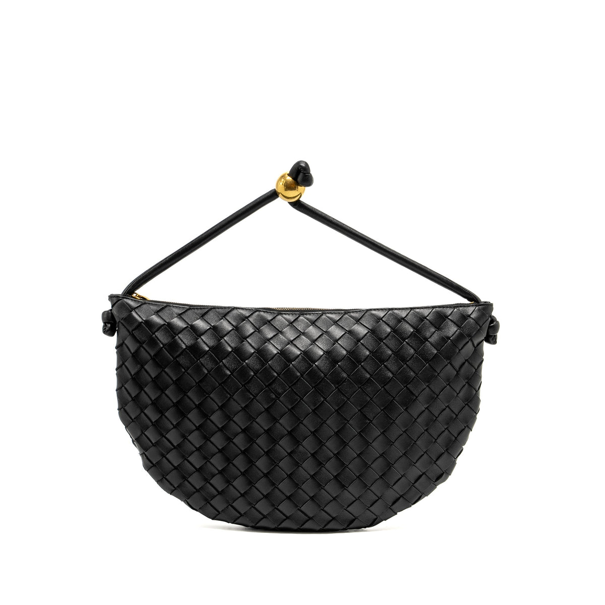 BOTTEGA VENETA MEDIUM TURN POUCH LAMBSKIN BLACK GHW