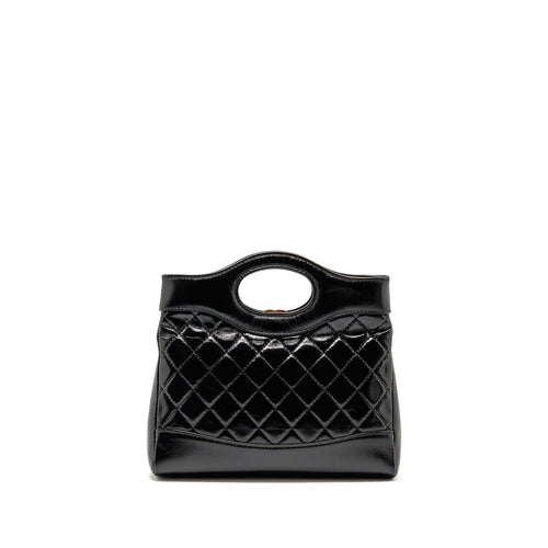 CHANEL MINI 31 BAG SHINY LAMBSKIN BLACK LGHW (MICROCHIP)