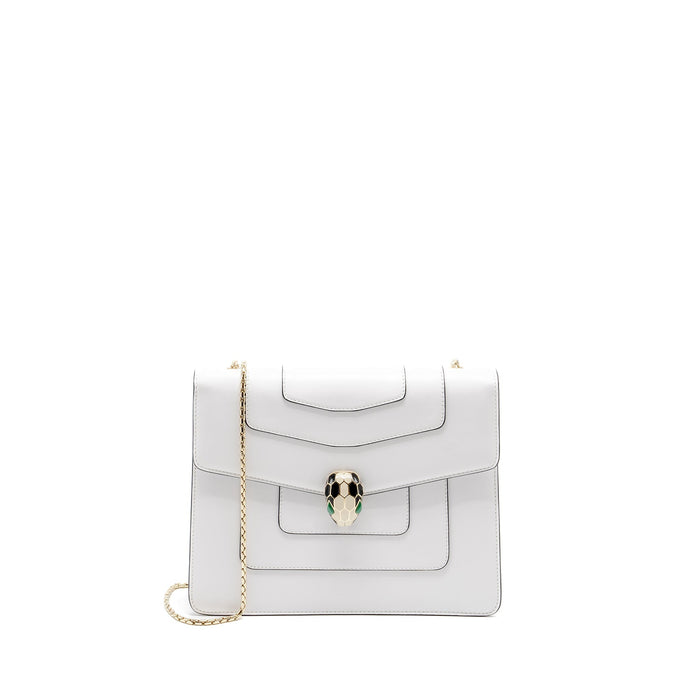 BVLGARI SERPENTI FOREVER CHAIN BAG CALFSKIN WHITE LGHW