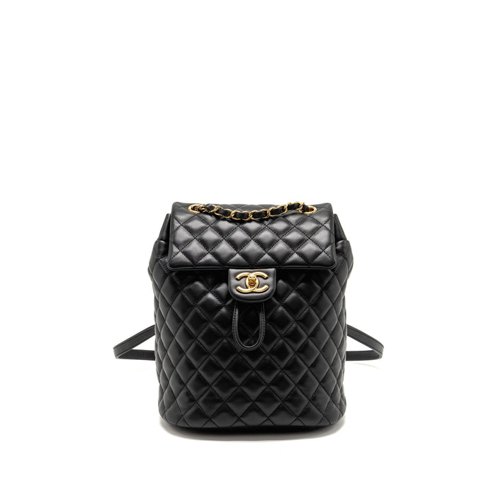 CHANEL URBAN SPIRIT FLAP BACKPACK LAMBSKIN BLACK GHW