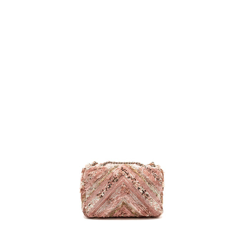 CHANEL CHEVRON MINI FLAP BAG SEQUIN PINK / MULTICOLOUR SHW
