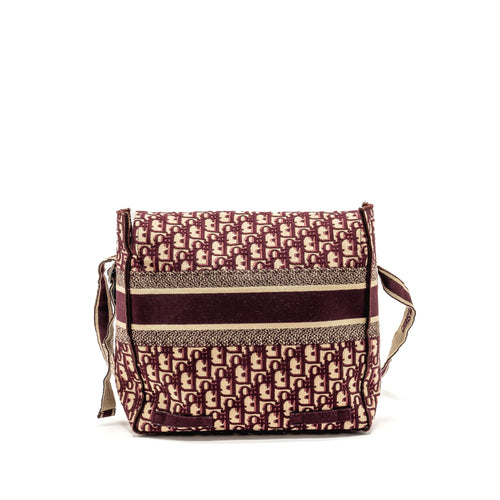 DIOR CROSSBODY MESSENGER BAG OBLIQUE CANVAS BURGUNDY/BEIGE SHW