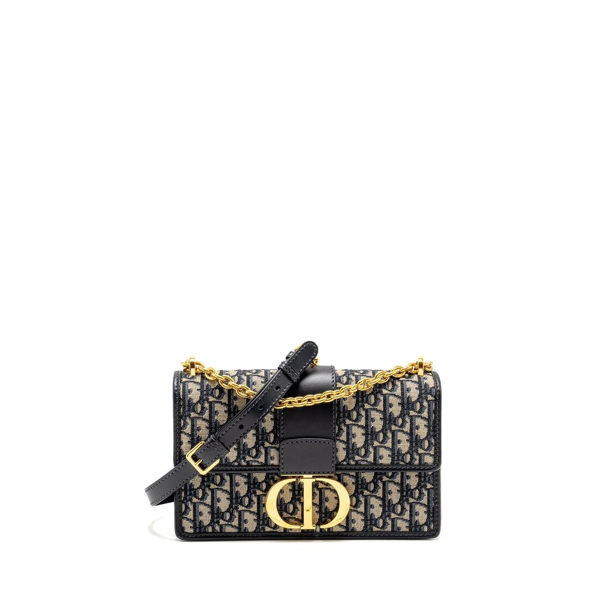 DIOR 30 MONTAIGNE CHAIN BAG OBLIQUE JACQUARD BLUE GHW