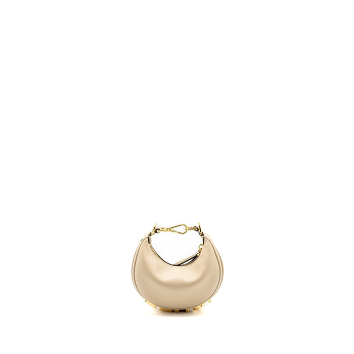 FENDI NANO FENDIGRAPHY LEATHER CHARM CALFSKIN BEIGE GHW