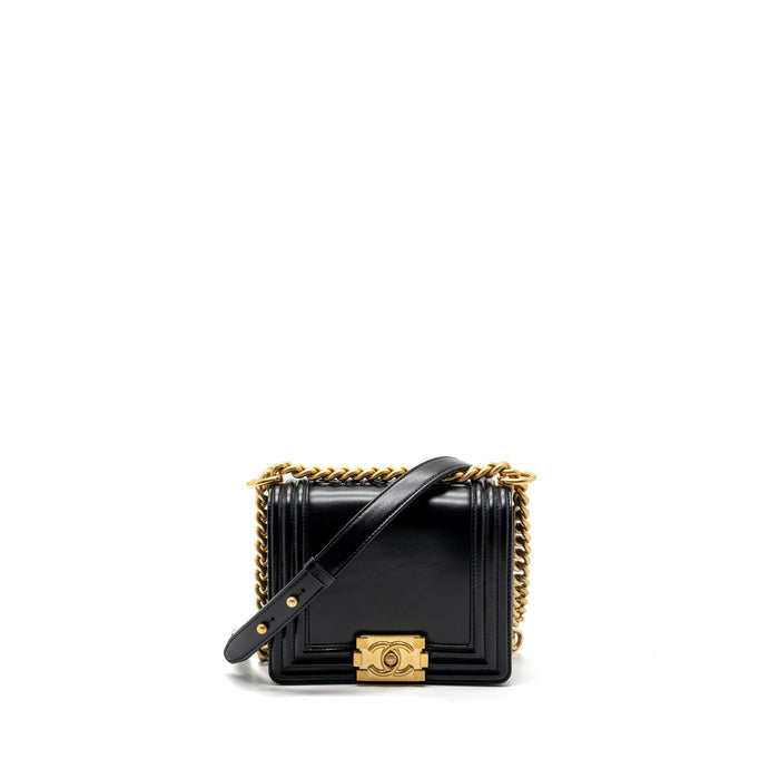 CHANEL MINI SQUARE BOY BAG LIMITED EDITION CALFSKIN BLACK GHW (MICROCHIP)
