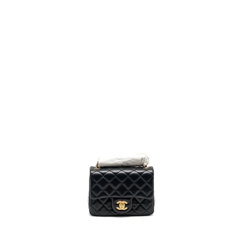 CHANEL PEARL CRUSH MINI SQUARE FLAP BAG LAMBSKIN BLACK GHW (MICROCHIP)