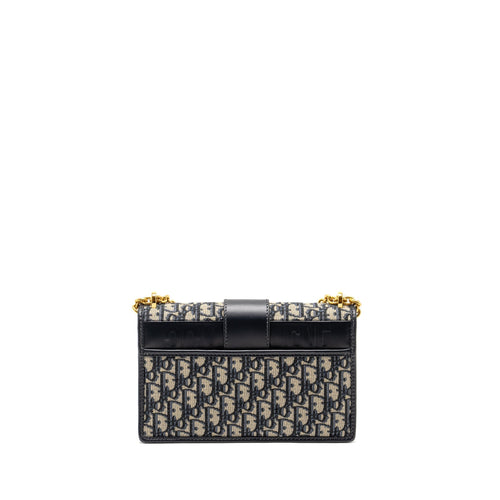 DIOR 30 MONTAIGNE CHAIN BAG OBLIQUE JACQUARD BLUE GHW