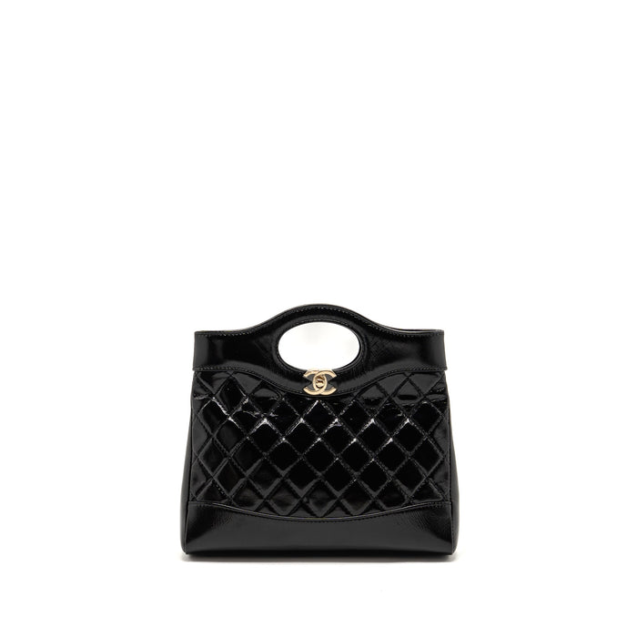 CHANEL MINI 31 BAG SHINY LAMBSKIN BLACK LGHW (MICROCHIP)