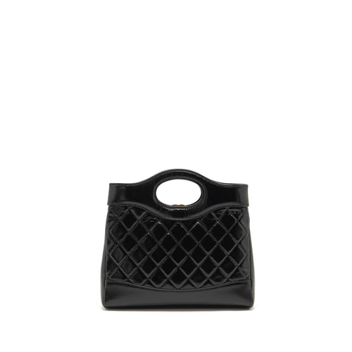 CHANEL MINI 31 BAG SHINY LAMBSKIN BLACK LGHW (MICROCHIP)