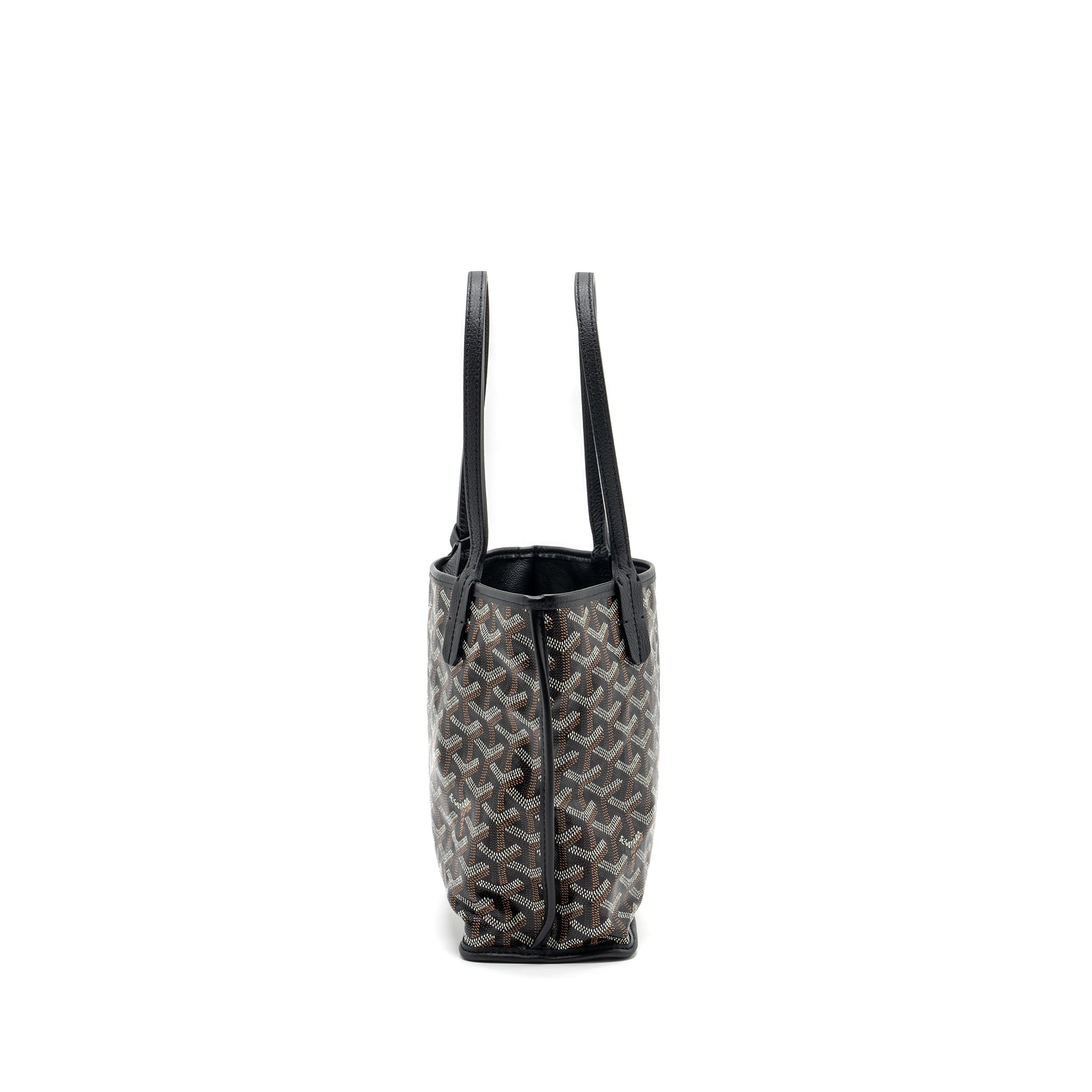 GOYARD MINI ANJOU TOTE BAG GOYARDLINE CANVAS / CALFSKIN BLACK SHW