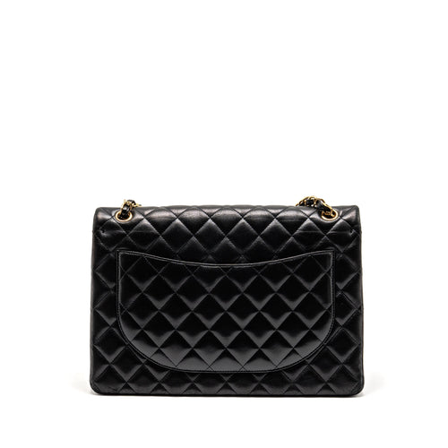 CHANEL MAXI CLASSIC DOUBLE FLAP BAG LAMBSKIN BLACK GHW