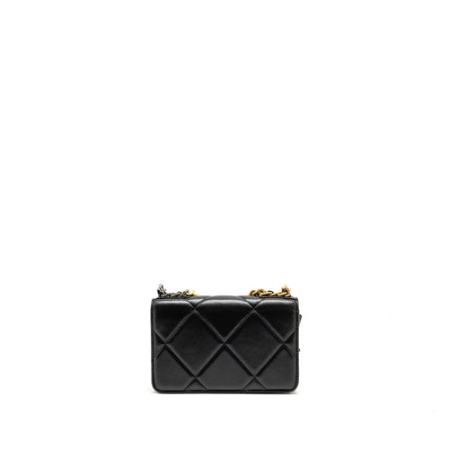CHANEL 19 WALLET ON CHAIN LAMBSKIN BLACK MULTICOLOUR HARDWARE