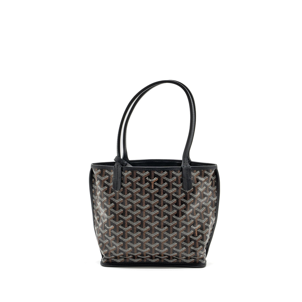 GOYARD MINI ANJOU TOTE BAG GOYARDLINE CANVAS / CALFSKIN BLACK SHW