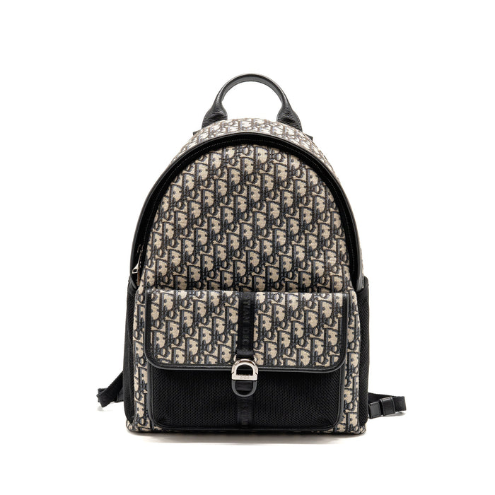 DIOR MEN’S BACKPACK DIOR OBLIQUE CANVAS / CALFSKIN BLUE / BLACK SHW