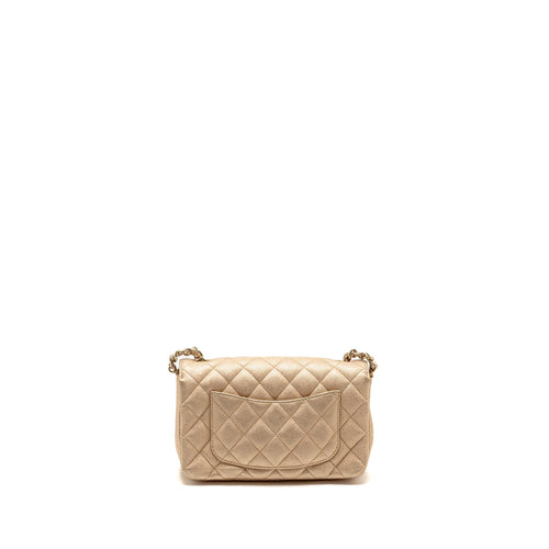 CHANEL MINI RECTANGULAR FLAP BAG LAMBSKIN METALLIC GOLD LGHW