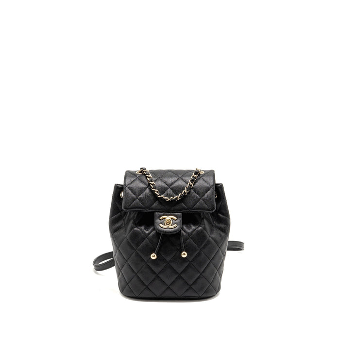 CHANEL QUILTED MINI BACKPACK CAVIAR BLACK LGHW (MICROCHIP)