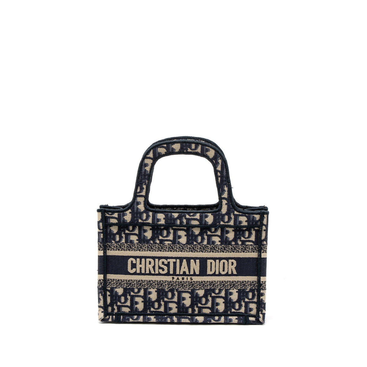 DIOR MINI BOOK TOTE BLUE OBLIQUE EMBROIDERY