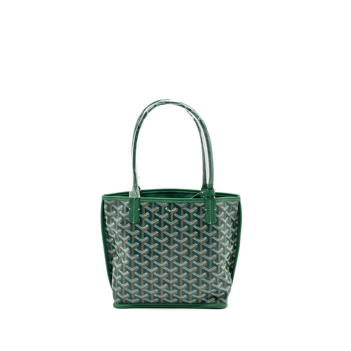 GOYARD MINI ANJOU TOTE BAG GOYARDLINE CANVAS / LEATHER GREEN SHW