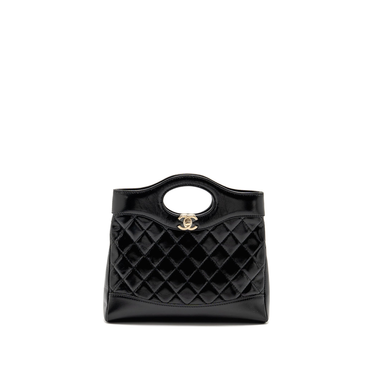 CHANEL 25P MINI 31 BAG SHINY LAMBSKIN BLACK LGHW (MICROCHIP)