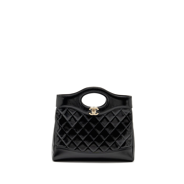 CHANEL 25P MINI 31 BAG SHINY LAMBSKIN BLACK LGHW (MICROCHIP)