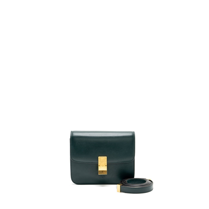 CELINE TEEN CLASSIC BOX BAG CALFSKIN DARK GREEN GHW