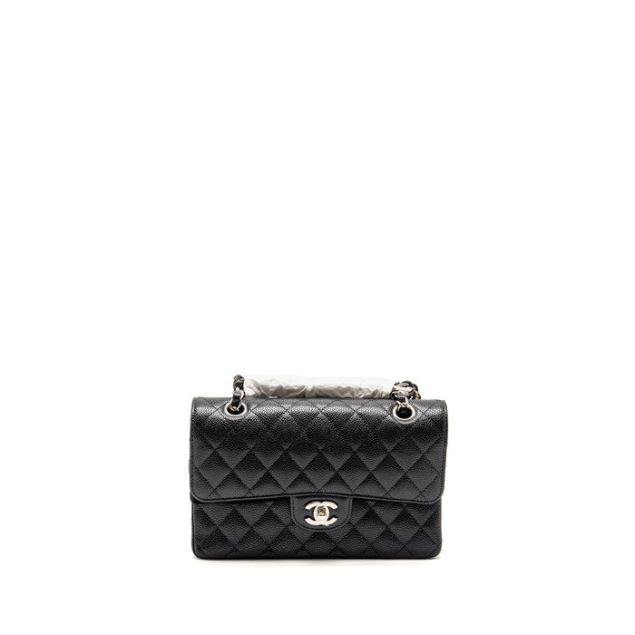 CHANEL SMALL CLASSIC DOUBLE FLAP BAG CAVIAR BLACK SHW