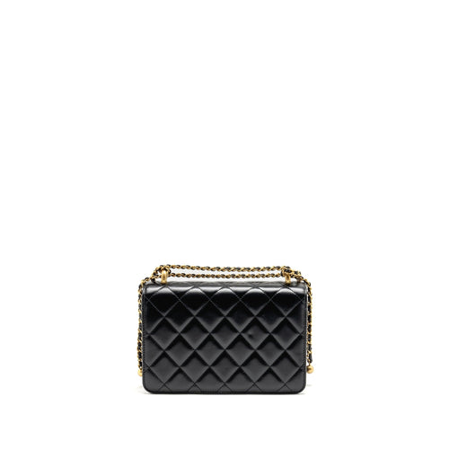 CHANEL GOLD CRUSH FLAP BAG CALFSKIN BLACK GHW (MICROCHIP)