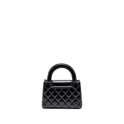 CHANEL MINI KELLY SHOPPING TOTE BAG CALFSKIN BLACK GHW (MICROCHIP)