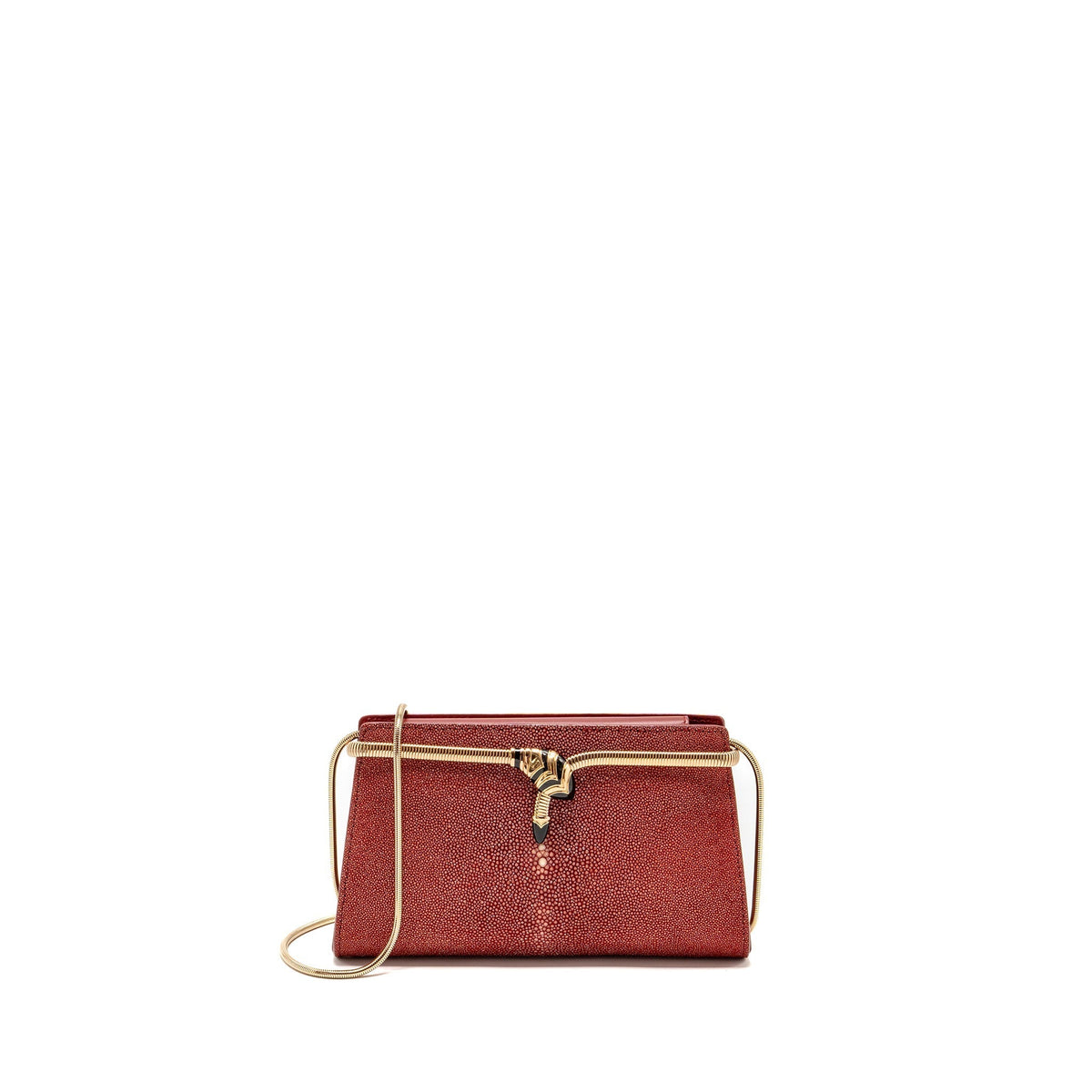 BVLGARI SERPENTI CLUTCH BAG GALUCHAT LEATHER RED RGHW