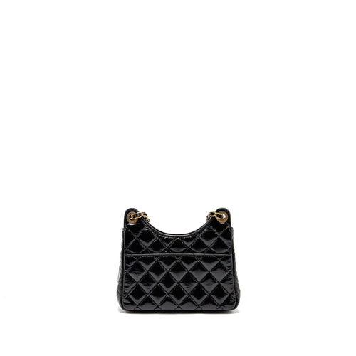 CHANEL 23P HOBO BAG SHINY CALFSKIN BLACK BRUSHED GHW(MICROCHIP)