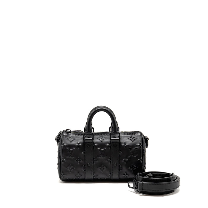 LOUIS VUITTON KEEPALL XS MONOGRAM SEAL COWHIDE LEATHER SO BLACK