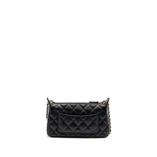 CHANEL CLUTCH BAG WITH CHAIN CAVIAR BLACK LGHW (MICROCHIP)