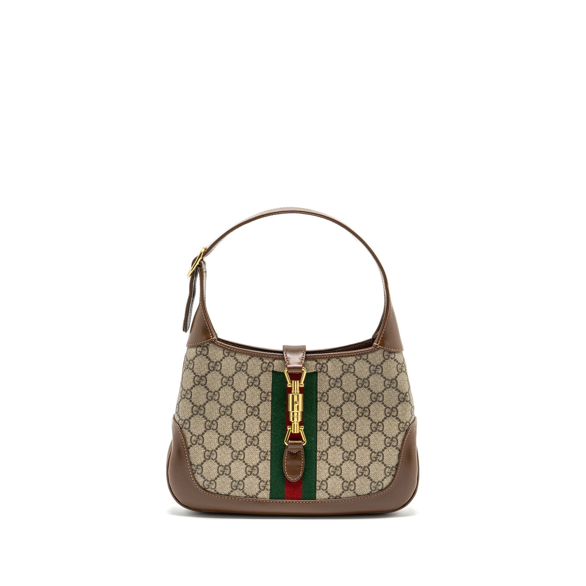 GUCCI JACKIE 1961 SMALL SHOULDER BAG GG SUPREME CANVAS /CALFSKIN BROWN/MULTICOLOUR GHW