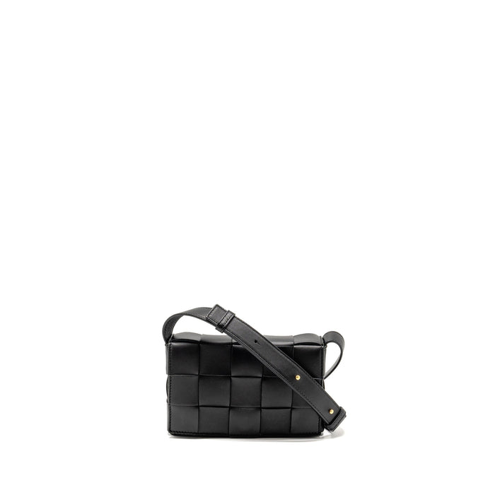BOTTEGA VENETA SMALL CASSETTE BAG LAMBSKIN BLACK GHW