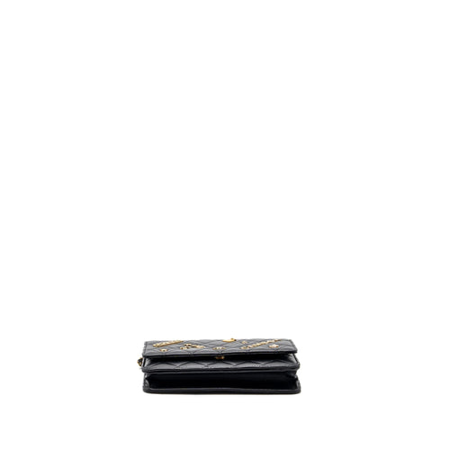 CHANEL CLASSIC WALLET ON CHAIN WITH CHARMS LAMBSKIN BLACK GHW