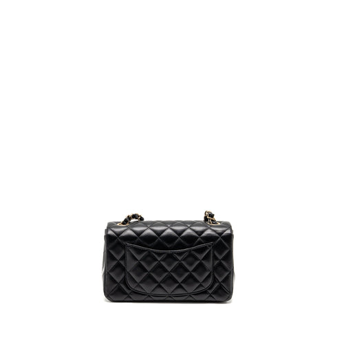 CHANEL MINI RECTANGULAR FLAP BAG LAMBSKIN BLACK LGHW (MICROCHIP)