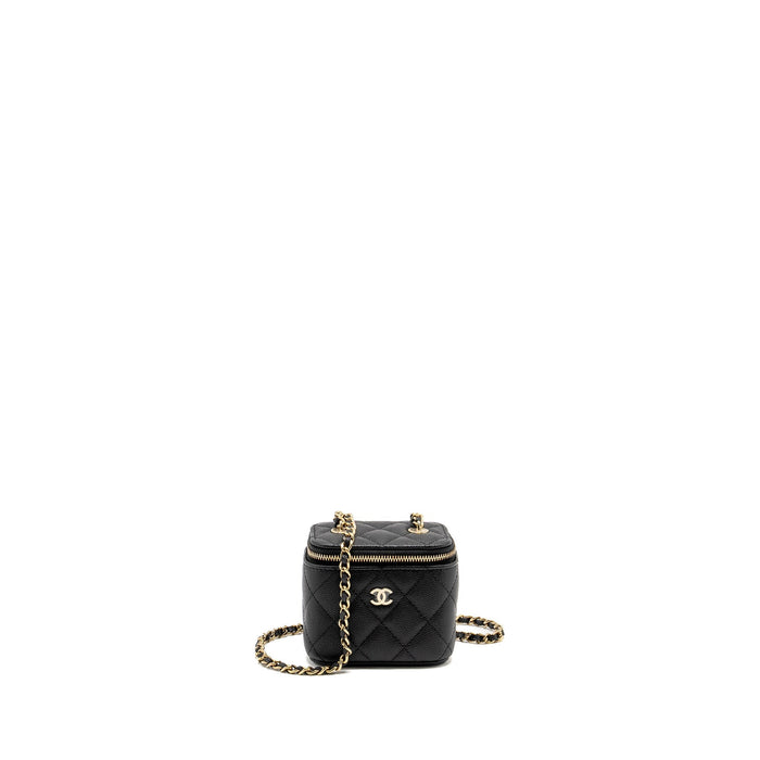 CHANEL MINI VANITY WITH CHAIN CAVIAR BLACK LGHW (MICROCHIP)